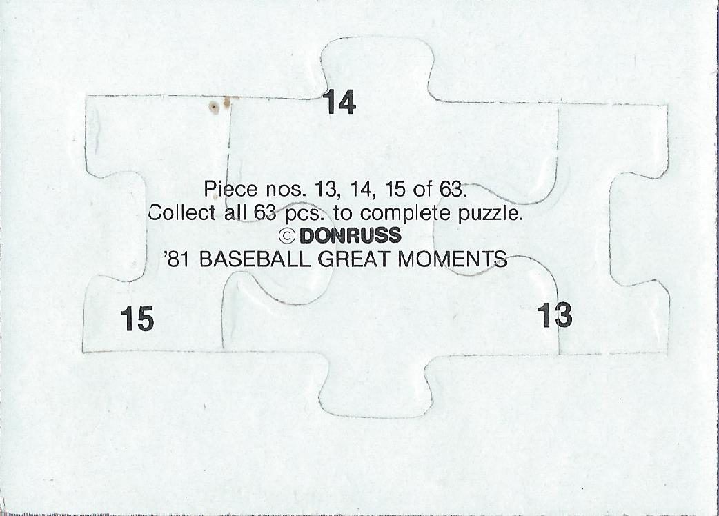 1982 Donruss Babe Ruth Puzzle #13 Ruth Puzzle 13-15 back image