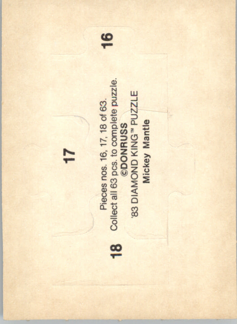 1983 Donruss Baseball "Mickey Mantle Puzzle" Cards - Picture 13 of 43