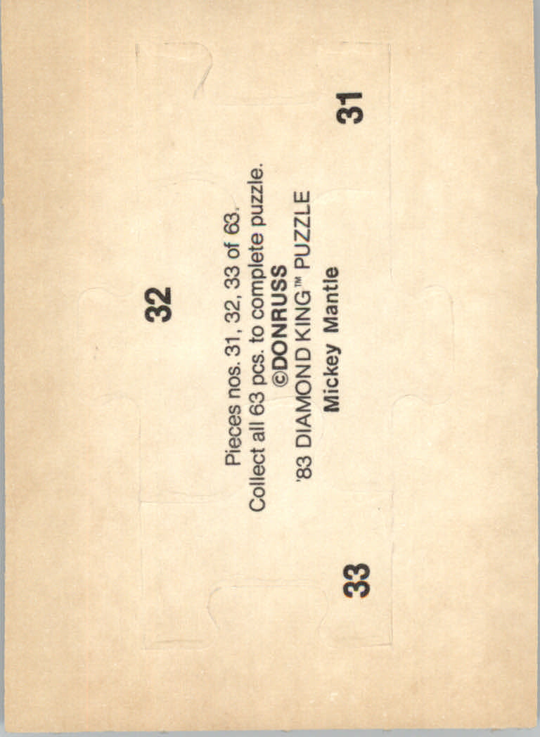 1983 Donruss Baseball "Mickey Mantle Puzzle" Cards - Picture 23 of 43