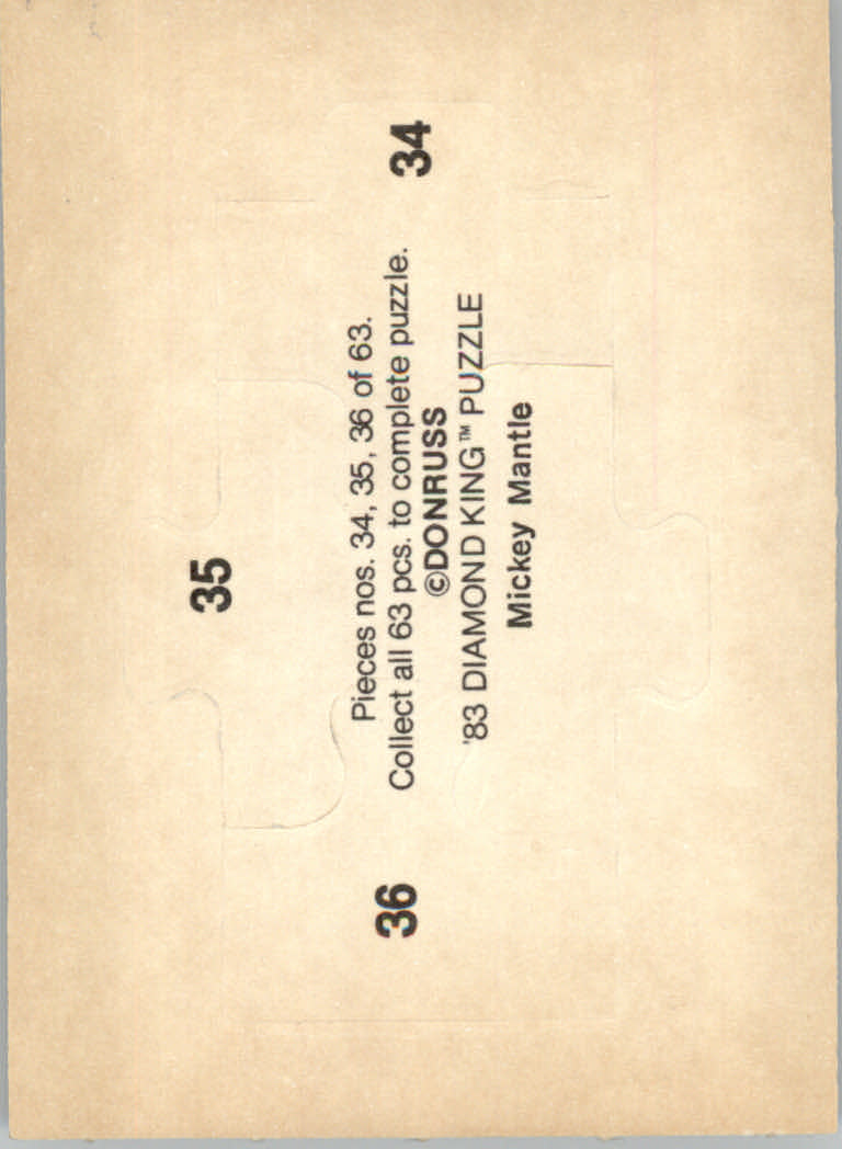 1983 Donruss Baseball "Mickey Mantle Puzzle" Cards - Picture 25 of 43