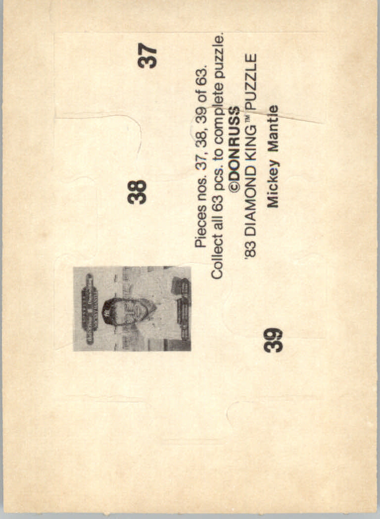 1983 Donruss Baseball "Mickey Mantle Puzzle" Cards - Picture 27 of 43