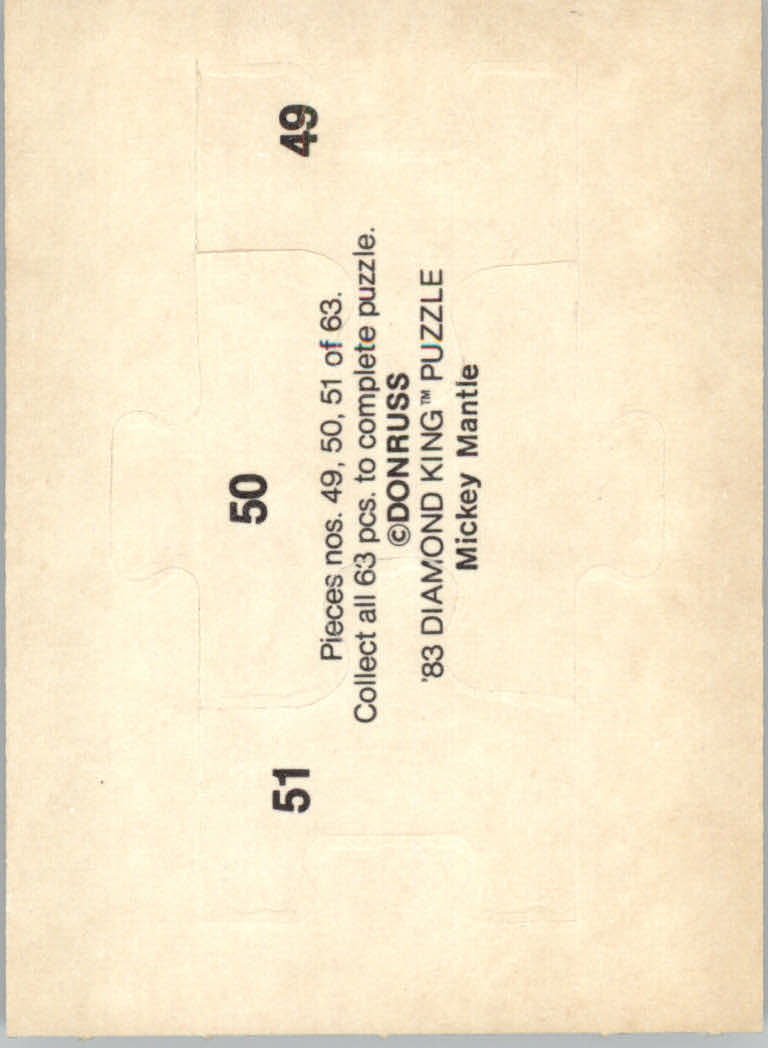 1983 Donruss Baseball "Mickey Mantle Puzzle" Cards - Picture 35 of 43