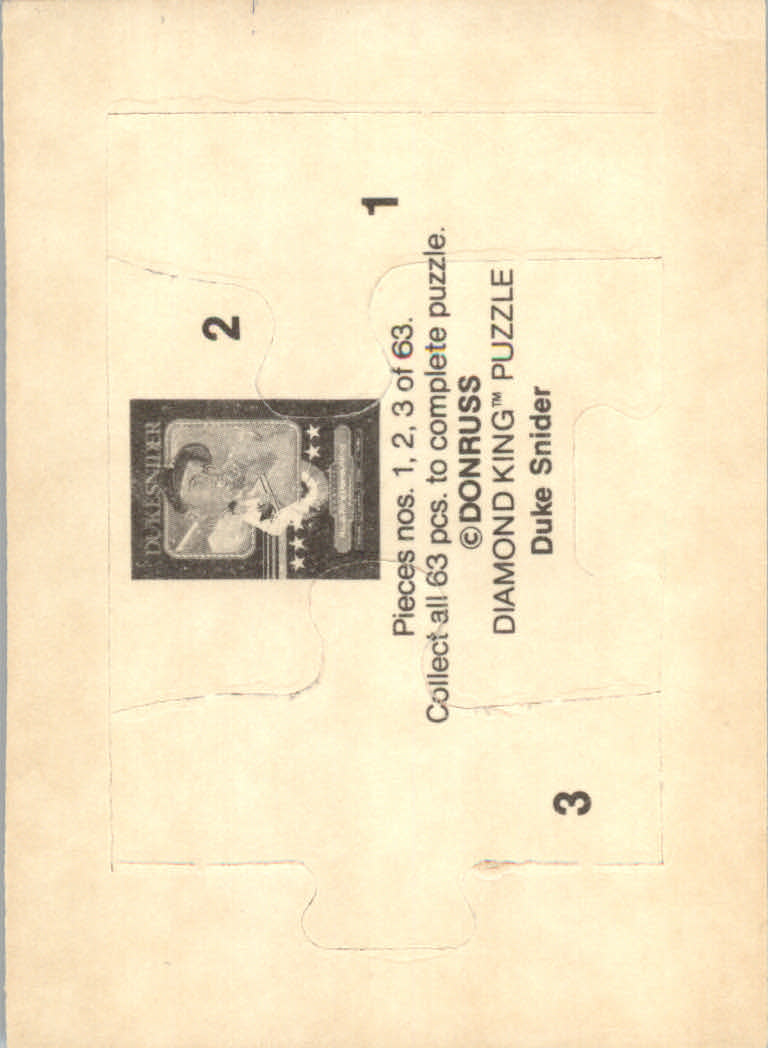 1984 Donruss Baseball "Duke Snider Puzzle" Cards - Picture 3 of 43