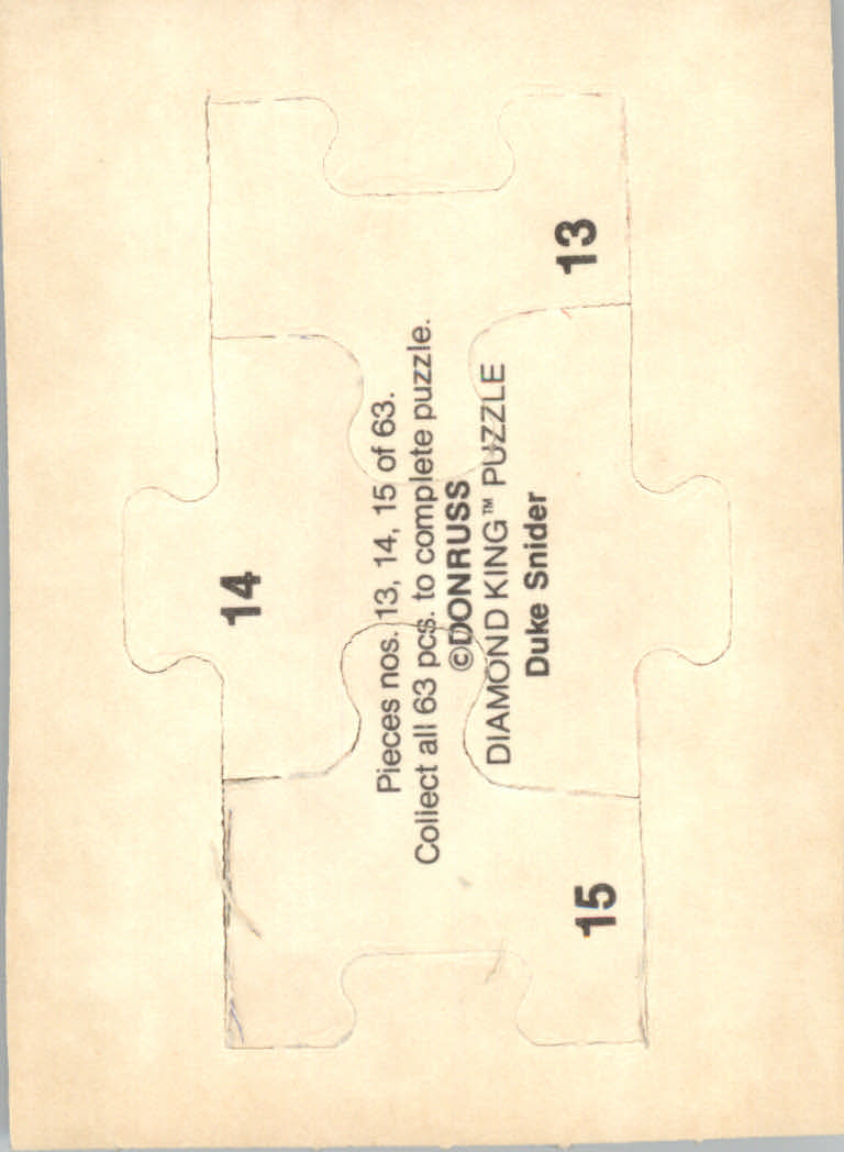 1984 Donruss Baseball "Duke Snider Puzzle" Cards - Picture 11 of 43