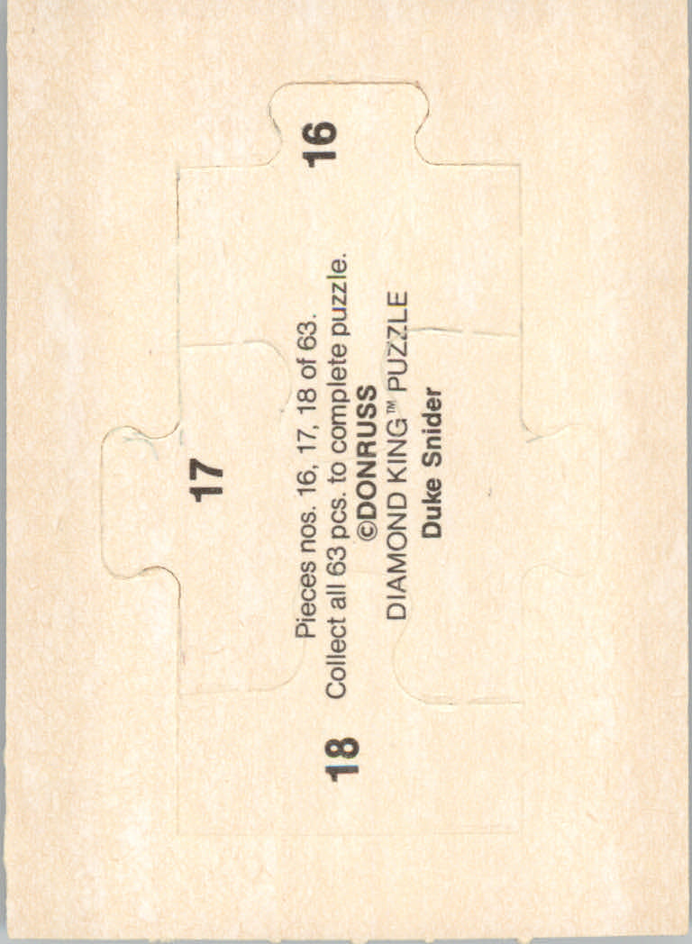 1984 Donruss Baseball "Duke Snider Puzzle" Cards - Picture 13 of 43