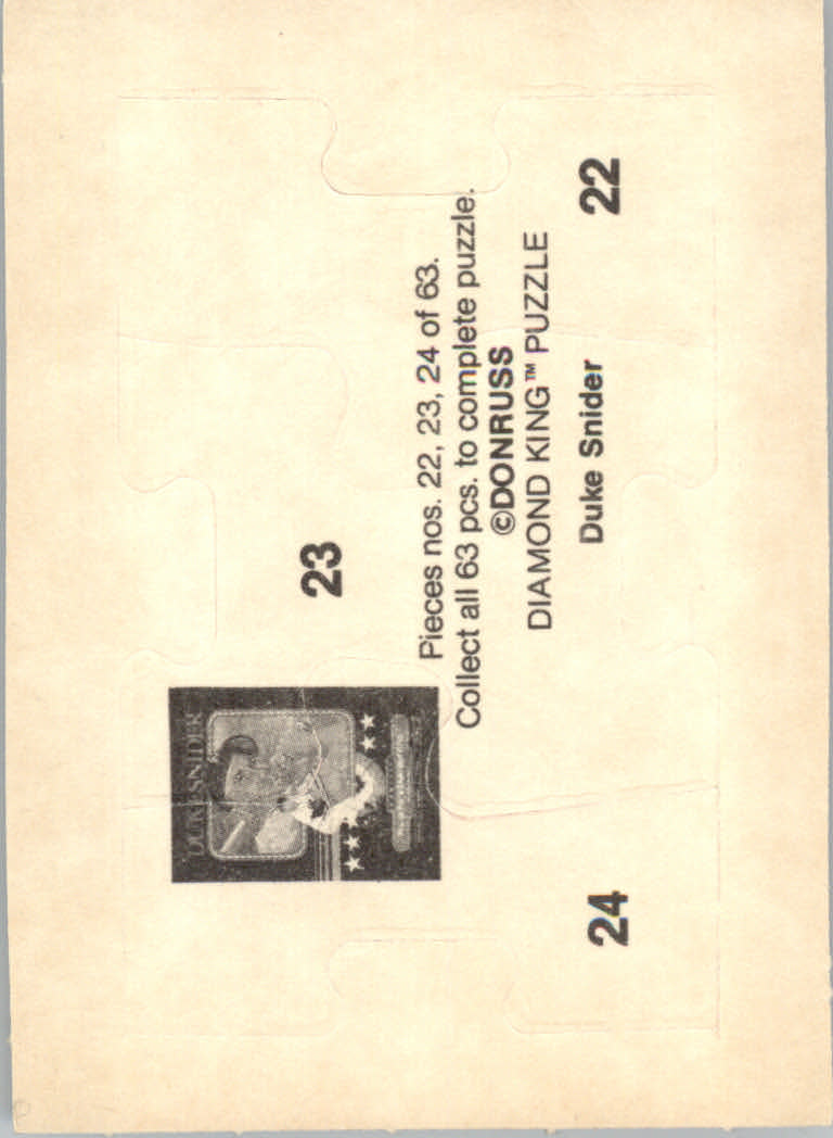 1984 Donruss Baseball "Duke Snider Puzzle" Cards - Picture 17 of 43