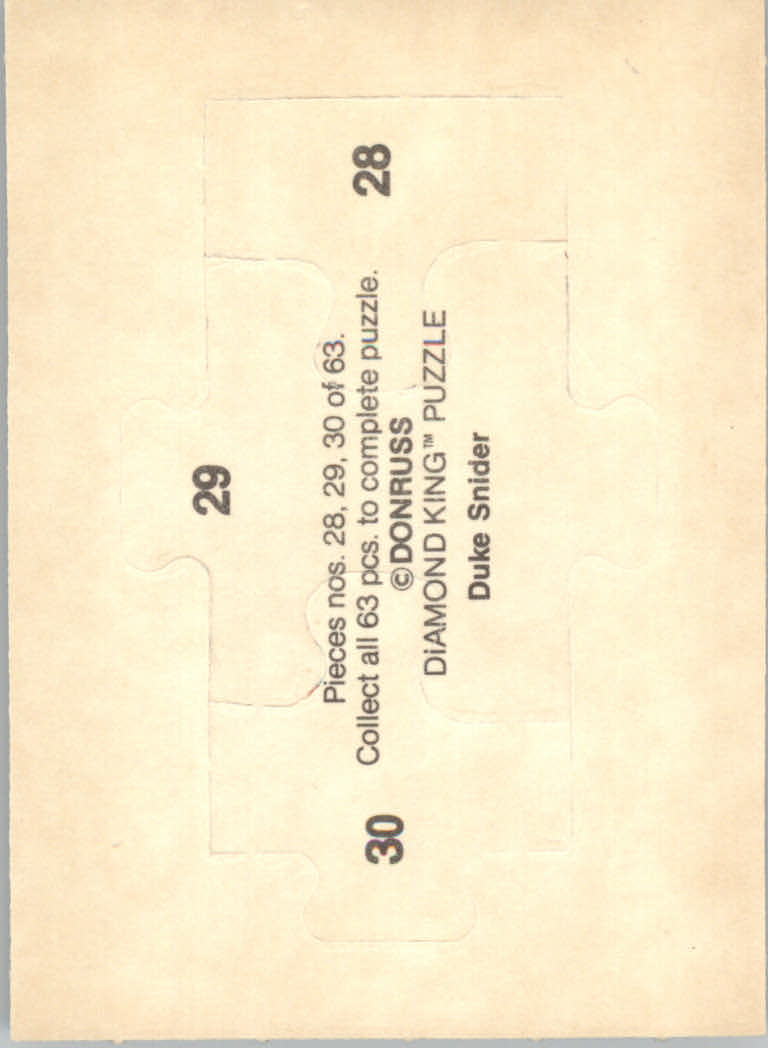 1984 Donruss Baseball "Duke Snider Puzzle" Cards - Picture 21 of 43