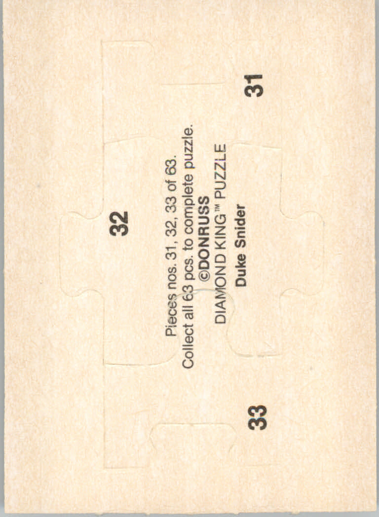 1984 Donruss Baseball "Duke Snider Puzzle" Cards - Picture 23 of 43