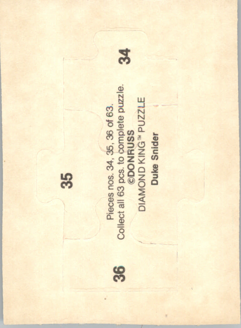 1984 Donruss Baseball "Duke Snider Puzzle" Cards - Picture 25 of 43