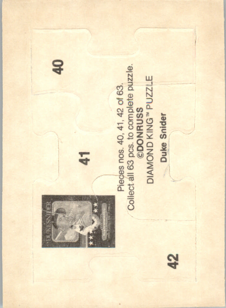 1984 Donruss Baseball "Duke Snider Puzzle" Cards - Picture 29 of 43