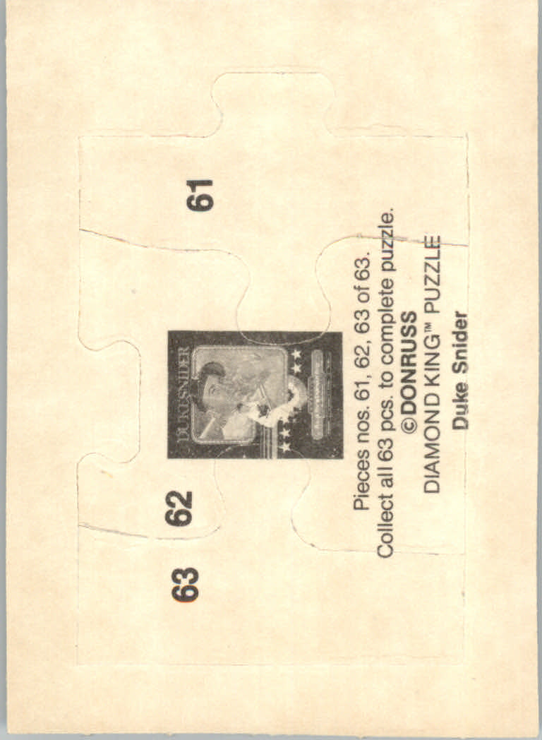 1984 Donruss Baseball "Duke Snider Puzzle" Cards - Picture 43 of 43