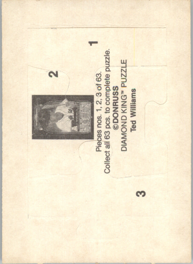 1984 Donruss Baseball "Ted Williams Puzzle" Cards - Picture 3 of 37