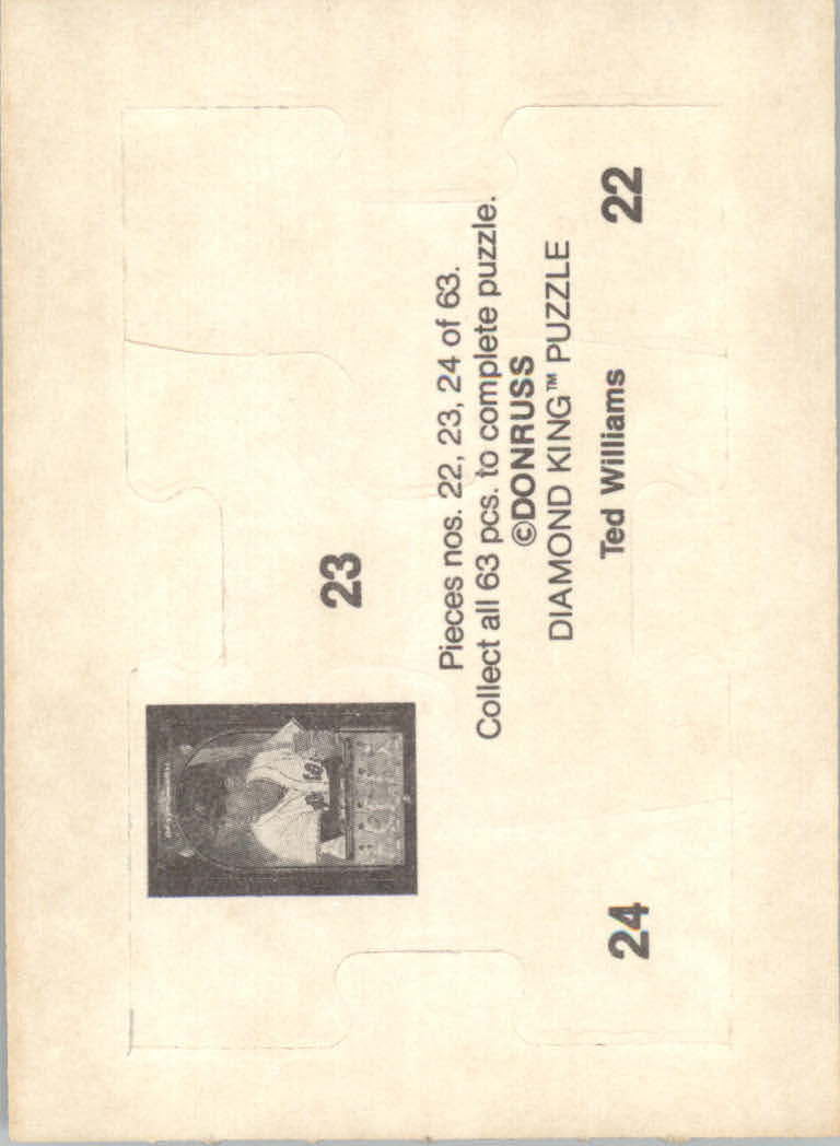 1984 Donruss Baseball "Ted Williams Puzzle" Cards - Picture 13 of 37