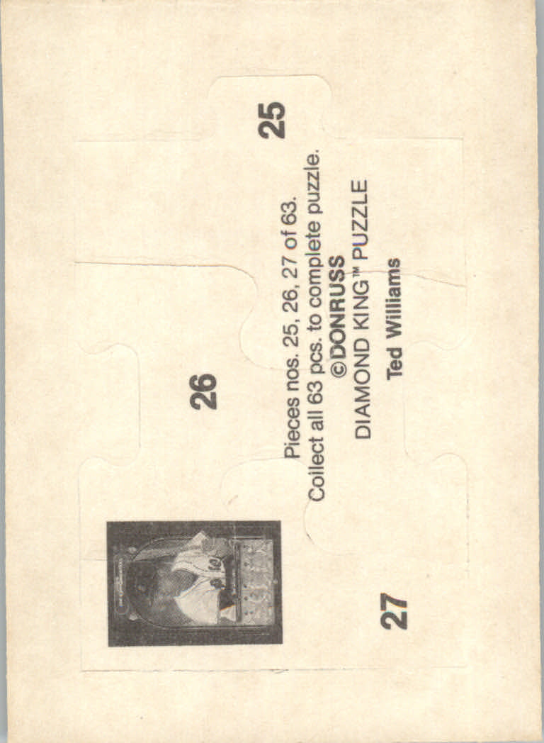 1984 Donruss Baseball "Ted Williams Puzzle" Cards - Picture 15 of 37