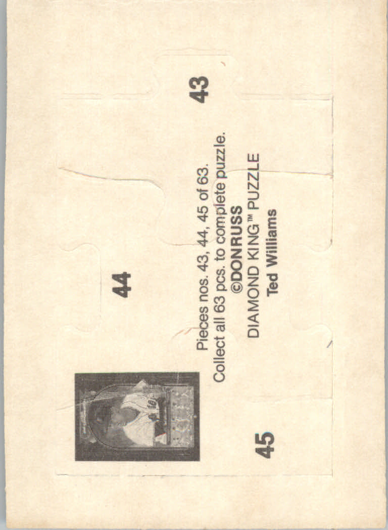 1984 Donruss Baseball "Ted Williams Puzzle" Cards - Picture 25 of 37
