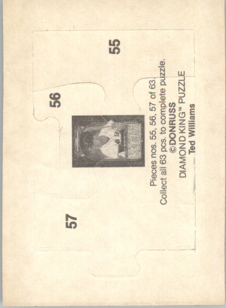 1984 Donruss Baseball "Ted Williams Puzzle" Cards - Picture 33 of 37