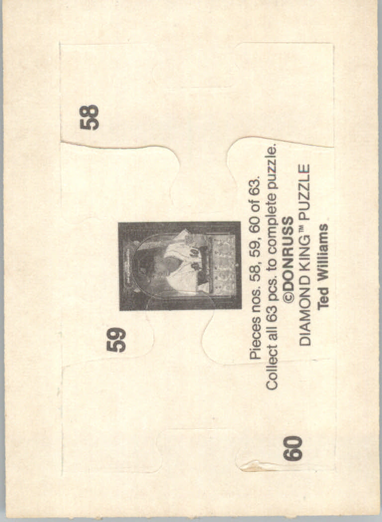 1984 Donruss Baseball "Ted Williams Puzzle" Cards - Picture 35 of 37