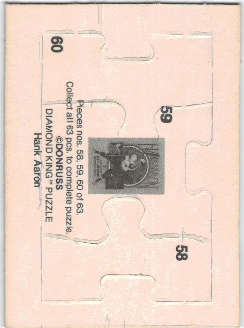 1986 Donruss Hank Aaron Puzzle #58 Aaron Puzzle 58-60 back image