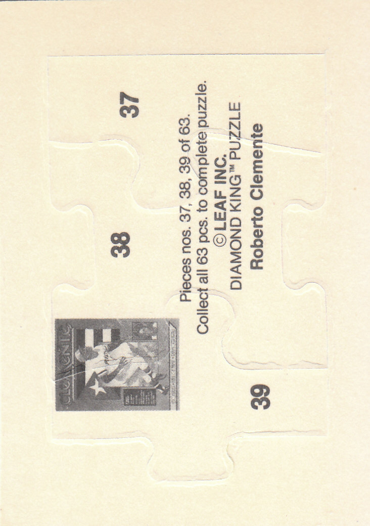 1987 Donruss Roberto Clemente Puzzle #37 Clemente Puzzle 37-39 back image