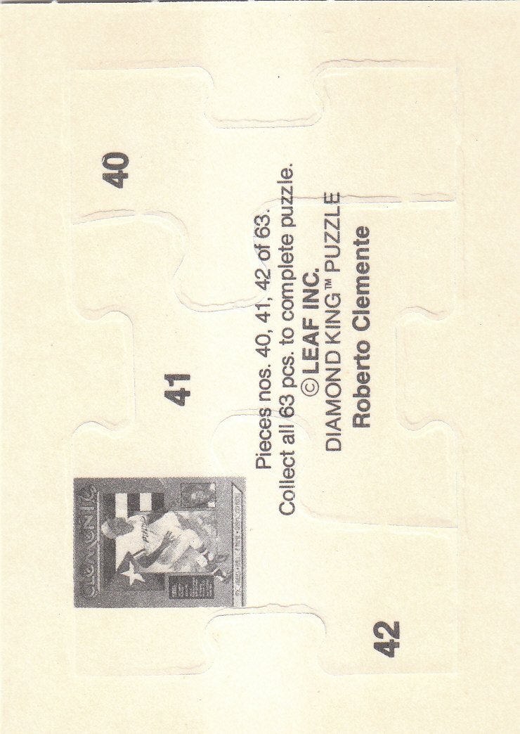 1987 Donruss Roberto Clemente Puzzle #40 Clemente Puzzle 40-42 back image