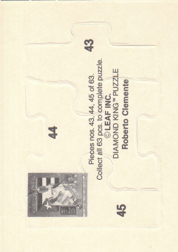 1987 Donruss Roberto Clemente Puzzle #43 Clemente Puzzle 43-45 back image