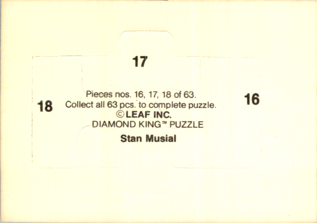 1988 Donruss Stan Musial Puzzle #16 Musial Puzzle 16-18 back image