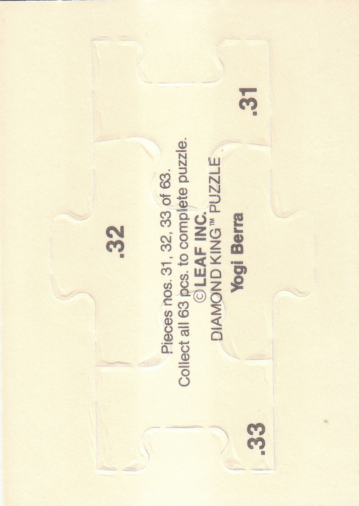 1990 Leaf Baseball "Yogi Berra Puzzle" Insert Cards - Picture 23 of 43