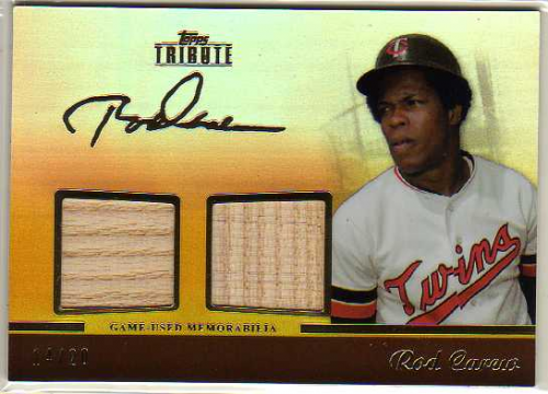 2011 Topps Tribute Dual Relics Gold #RCA Rod Carew