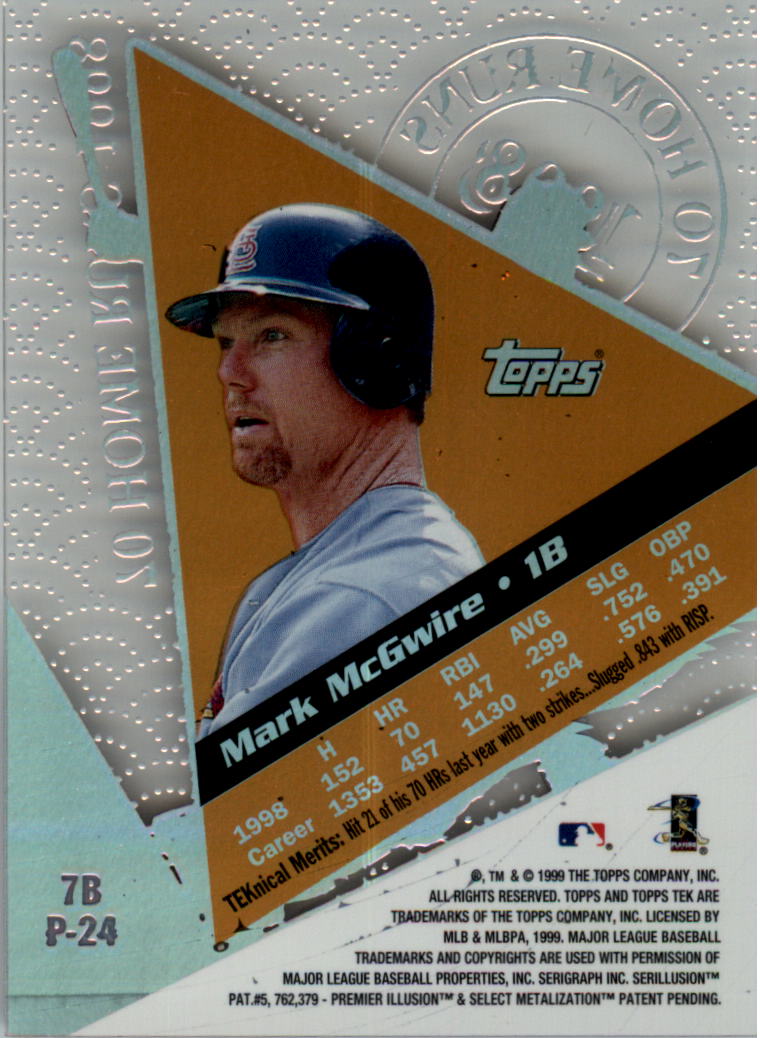 1999 Topps Tek Pattern 24 #7B Mark McGwire Away back image