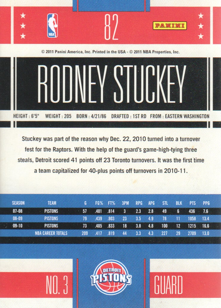 2010-11 Classics #82 Rodney Stuckey back image