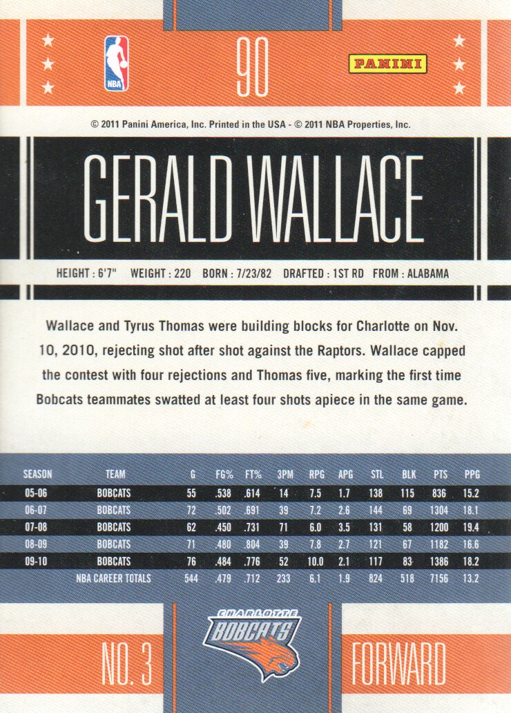 2010-11 Classics #90 Gerald Wallace back image