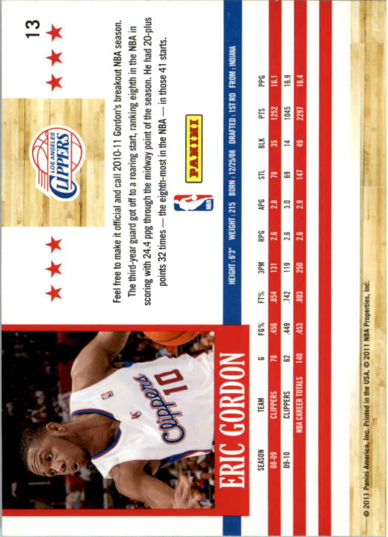 2010-11 Classics Hoops Previews #13 Eric Gordon back image