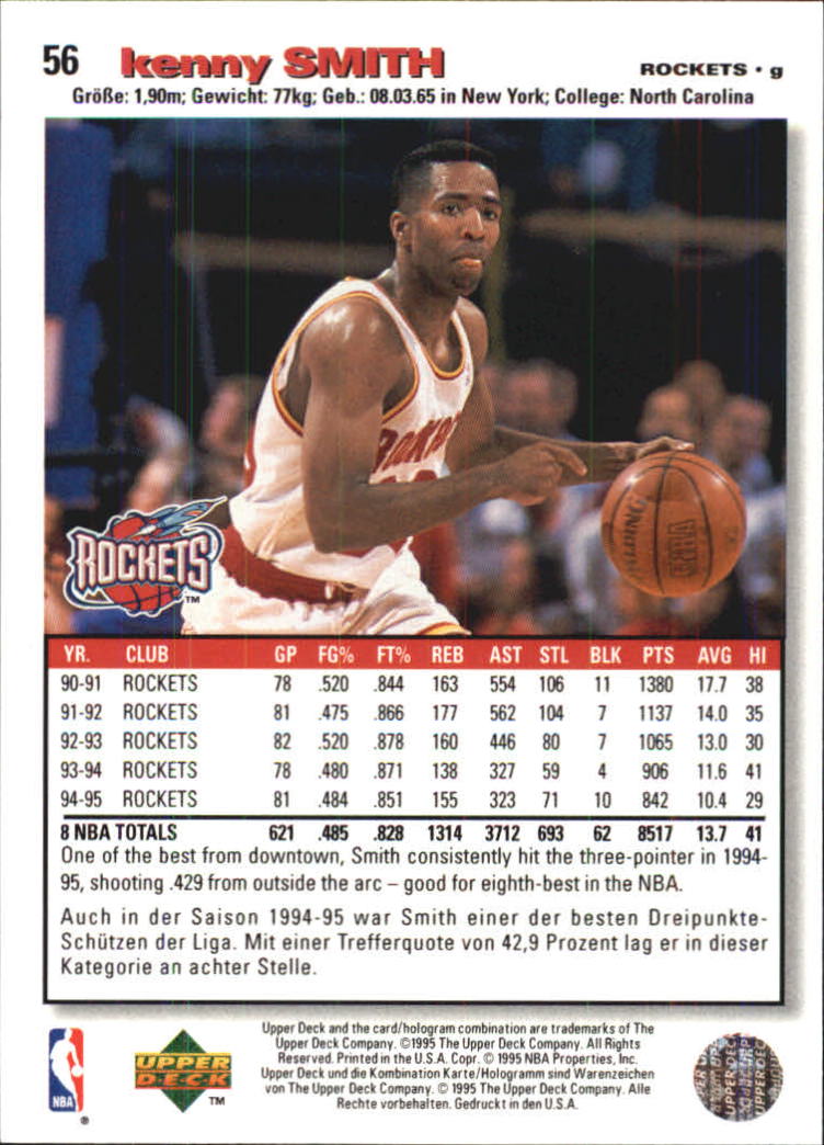 1995-96 Collector's Choice International German I #56 Kenny Smith back image