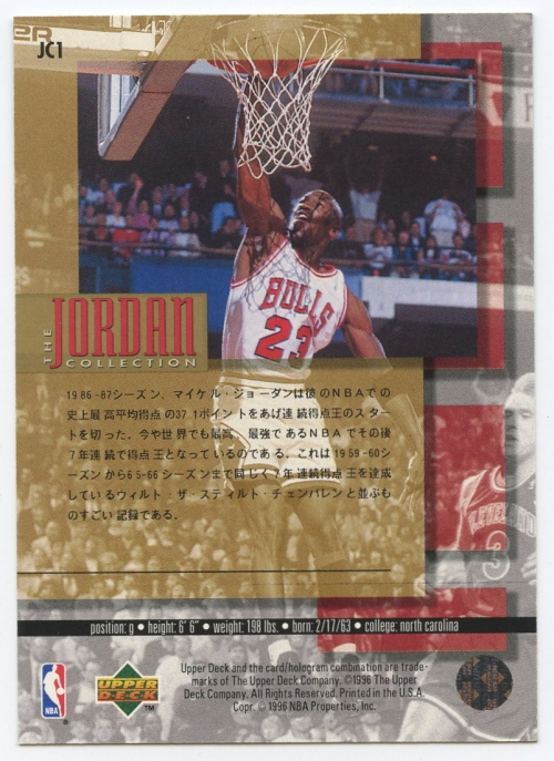 1995-96 Collector's Choice International Japanese Jordan Collection #JC1 Michael Jordan/7 Titles back image