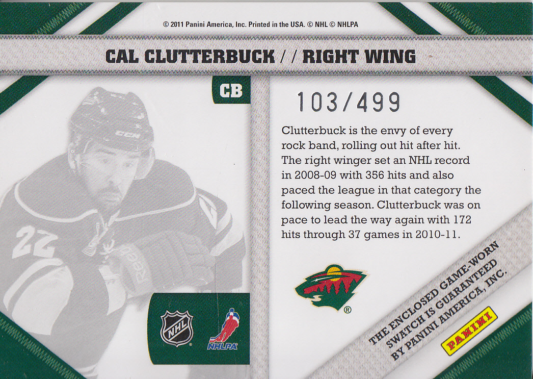 2010-11 Pinnacle Threads #CC Cal Clutterbuck back image