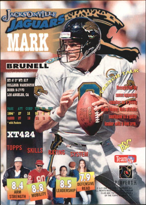 1995 Stadium Club Diffraction Members Only Parallel #424 Mark Brunell ET back image