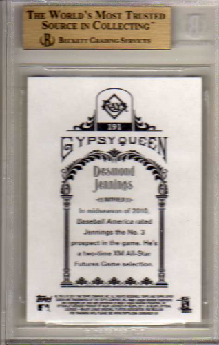 2011 Topps Gypsy Queen #191 Desmond Jennings RC back image