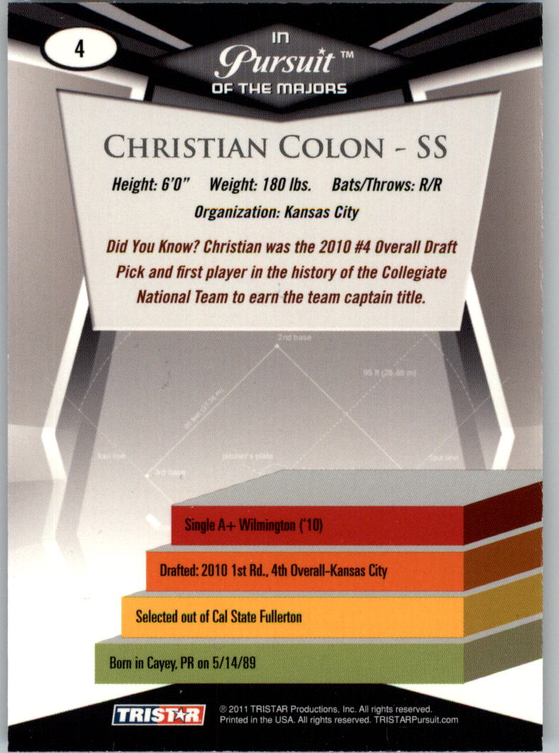 2011 TRISTAR Pursuit #4 Christian Colon back image