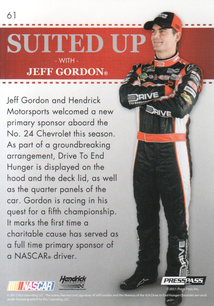2011 Press Pass Premium #61 Jeff Gordon SU back image
