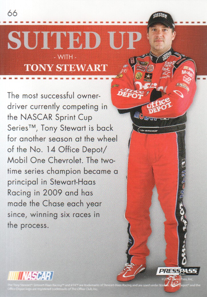 2011 Press Pass Premium #66 Tony Stewart SU back image