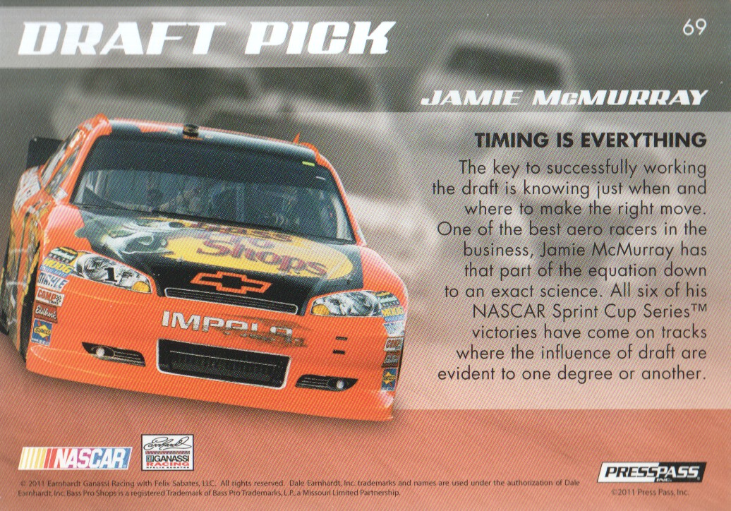 2011 Press Pass Premium #69 Jamie McMurray's Car DP back image