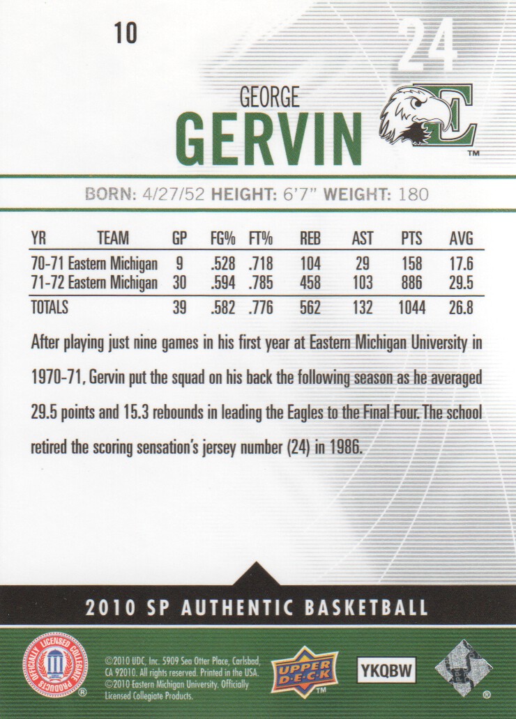 2010-11 SP Authentic #10 George Gervin back image