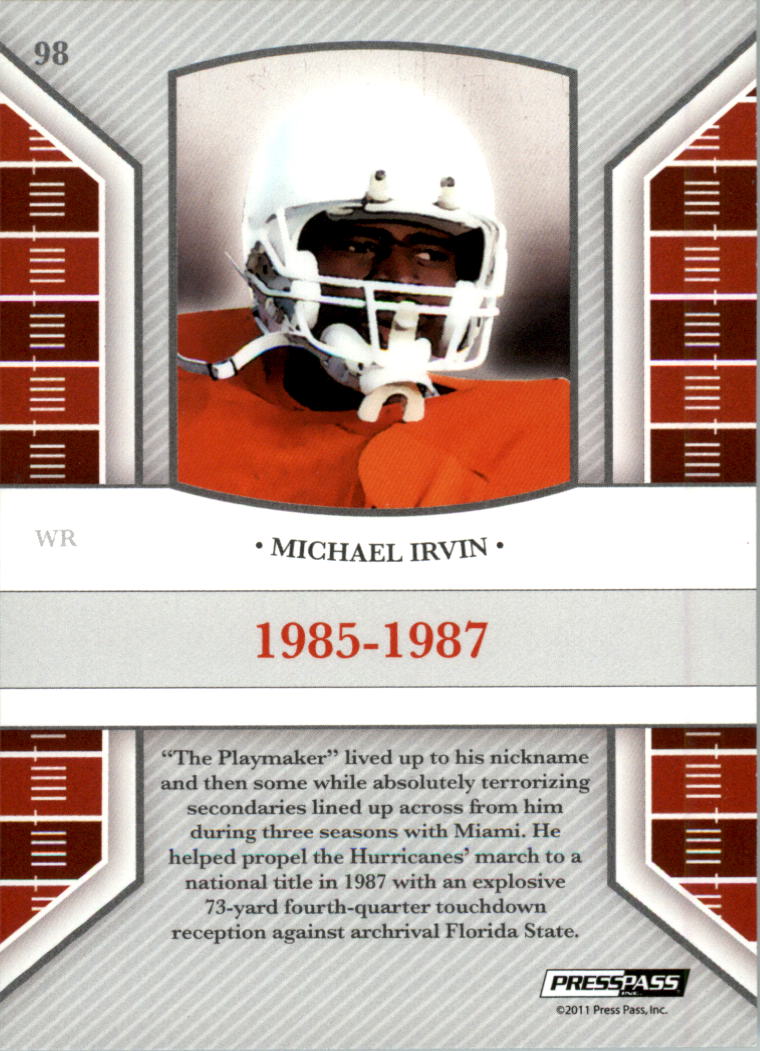 2011 Press Pass Legends #98 Michael Irvin SP back image