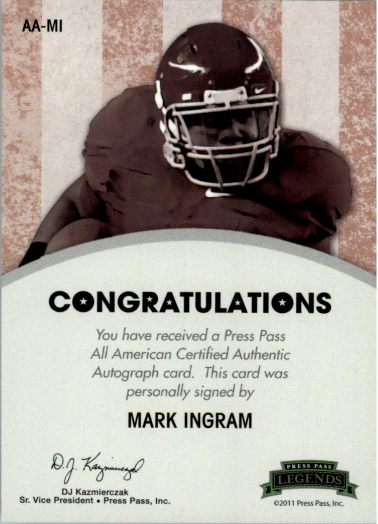 2011 Press Pass Legends All Americans Autographs #AAMI Mark Ingram/245* back image