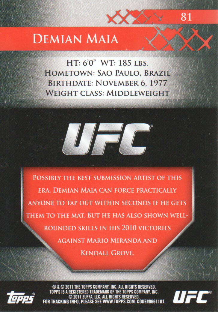 2011 Topps UFC Title Shot #81 Demian Maia back image