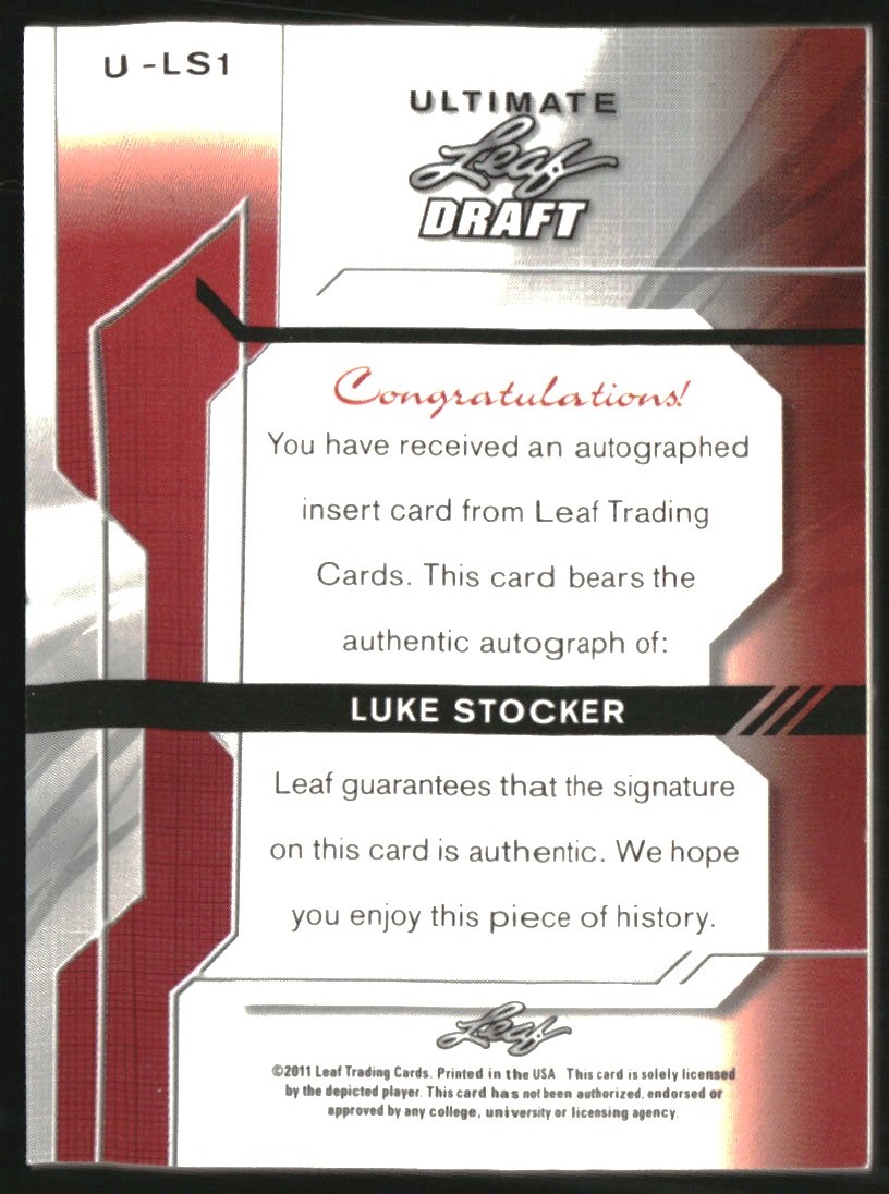 2011 Leaf Ultimate Draft Metal #ULS1 Luke Stocker back image