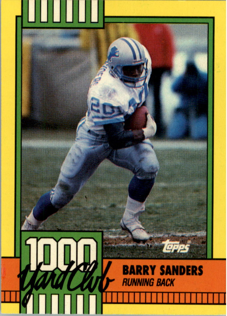 1990 Topps 1000 Yard Club Disclaimer Back #3 Barry Sanders - NM-MT