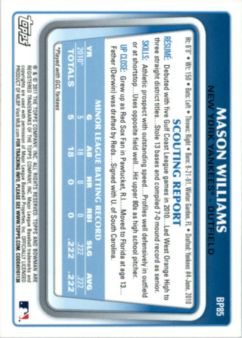 2011 Bowman Prospects International #BP85 Mason Williams back image