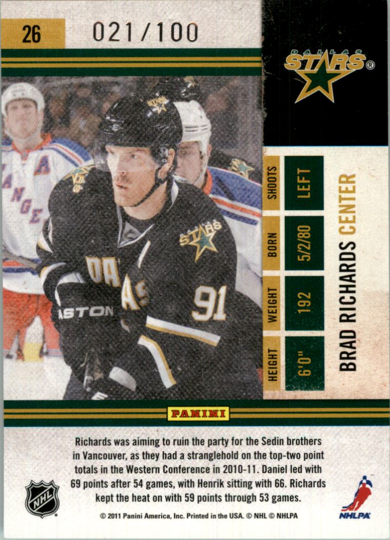 2010-11 Playoff Contenders Playoff Tickets #26 Brad Richards back image
