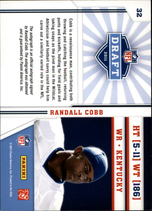 2011 Prestige NFL Draft Autographs #32 Randall Cobb back image